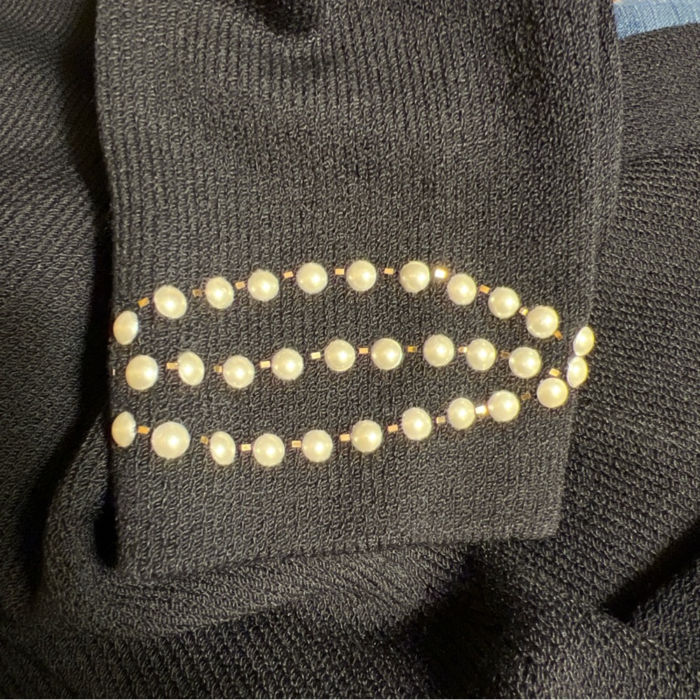 ❤️St John Dark Navy Santana Knit Jacket with Pearls and Sequins.  Size 10.. - Picture 10 of 16